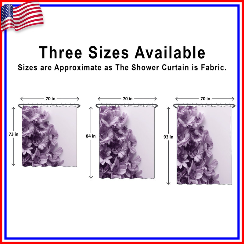 Purple Anemone Flowers Shower Curtains Extra Long, 70in W x 84in H