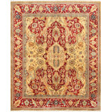Agra Oriental Hand-Knotted Wool Gold/Red Area Rug