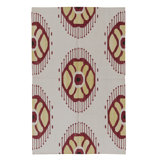 Flatweave Wool Ikat Area Rug in White And Red