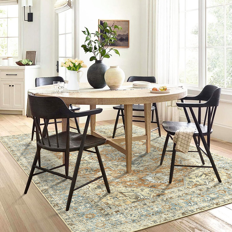 Rolunda Washable Floral Indoor Rug, Rectangle 8' x 10'