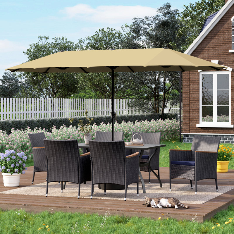 Leonard 6 - Person Wicker Patio Dining Set with Rectangular Table , Cushions Included