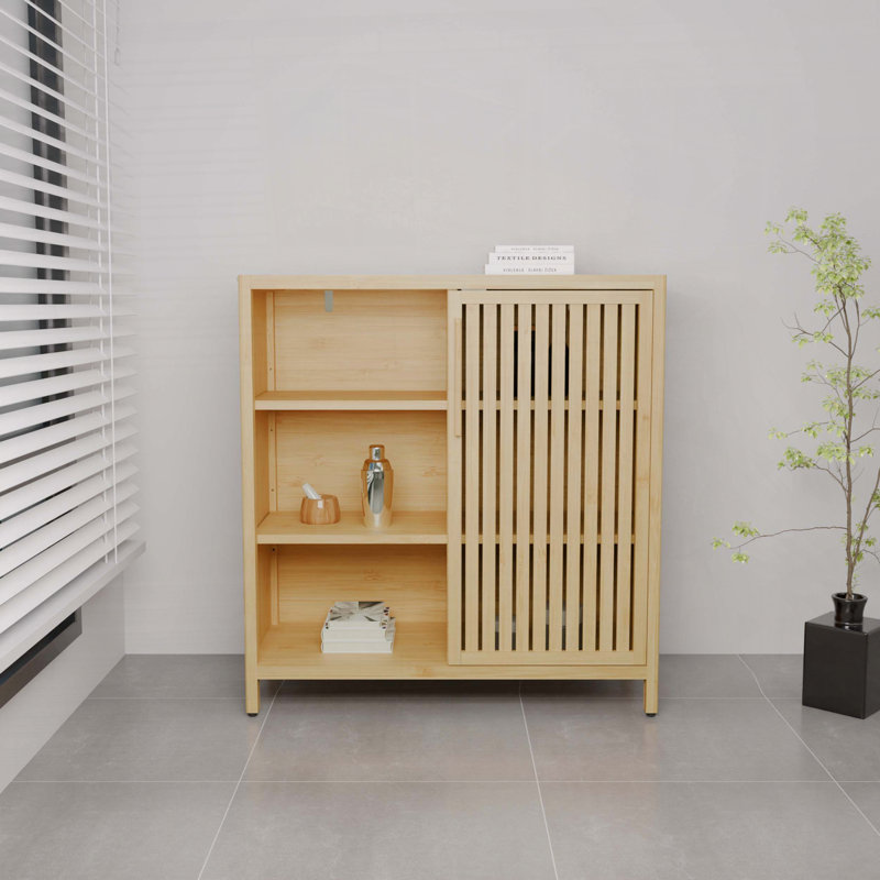 Single-Door Storage Shelf with Open Shelves