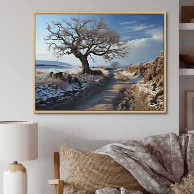 Paysage campagne d'hiver sur toile