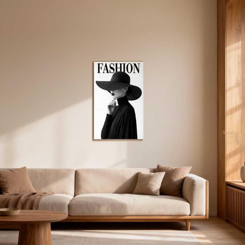 Mannequin en chapeau noir et col roulé, H 20 po x l 30 po