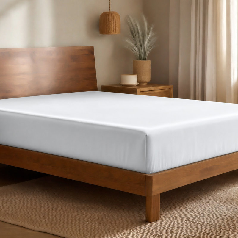 Drap-housse en rayonne de bambou, Blanc, Drap-housse de taille double
