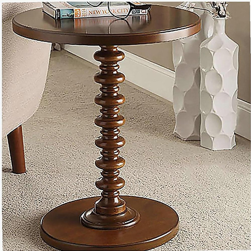 Walnut Round Wooden Side Table