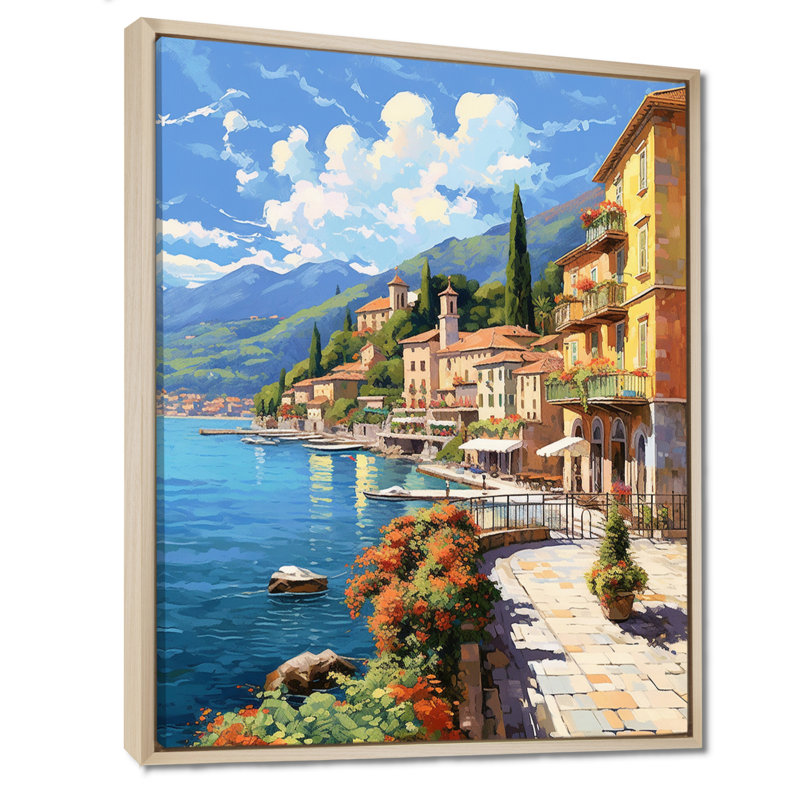 La Dolce Italian Beachside II On Canvas Print, 20" H x 12" W, Floater Framed Print, Maple