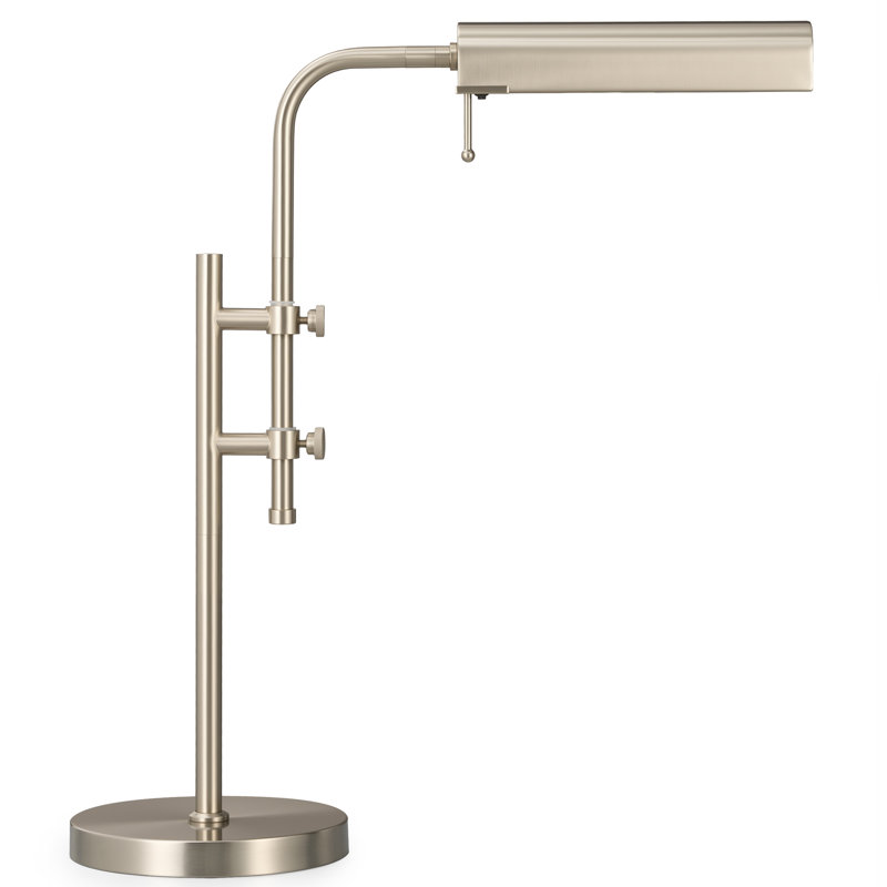 24.5" Adjustable Height Industrial 3CCT LED Reading Table Lamp in Nickel, Silver