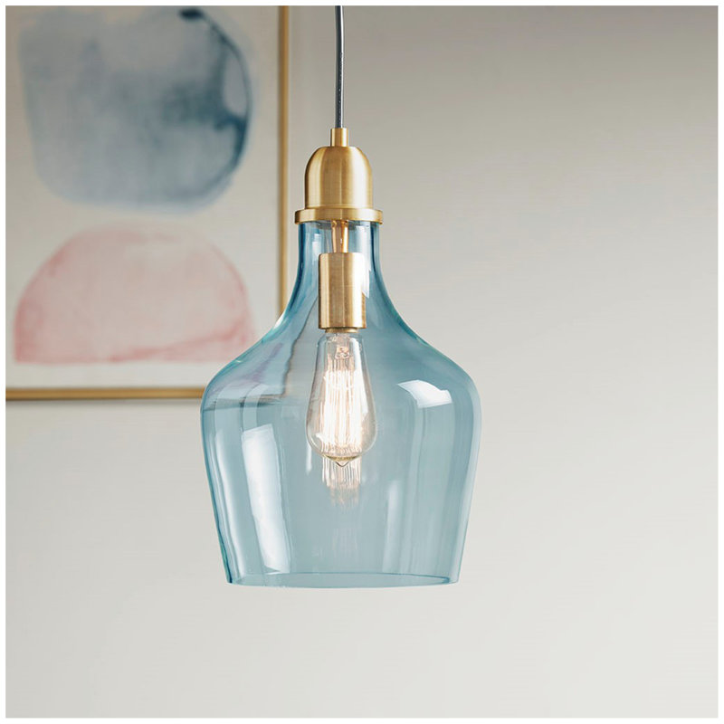 Luminaire suspendu en forme de cloche Auburn, Bleu, Or