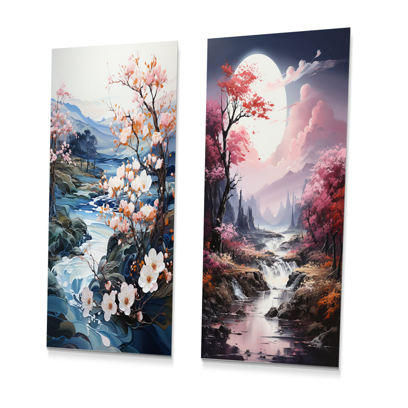 Ensemble de 2 décorations murales en métal Water River, H 32 po x l 32 po