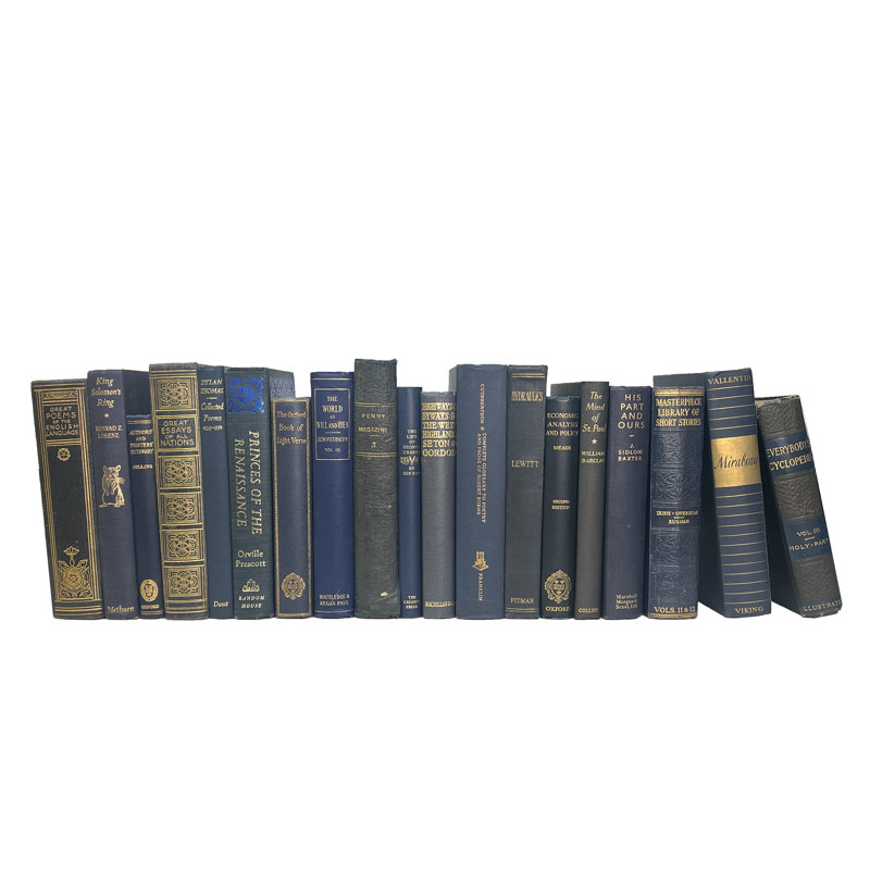 Livres décoratifs - Ensemble de livres rétro bleu marine - 1 pied de livres bleus