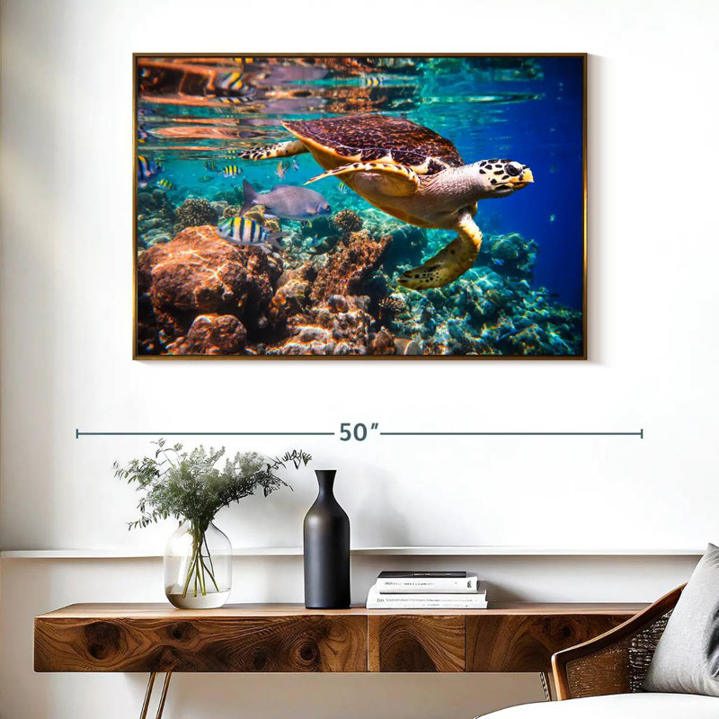 Vie marine vive, Cadre flottant doré, 40 po x 27 po
