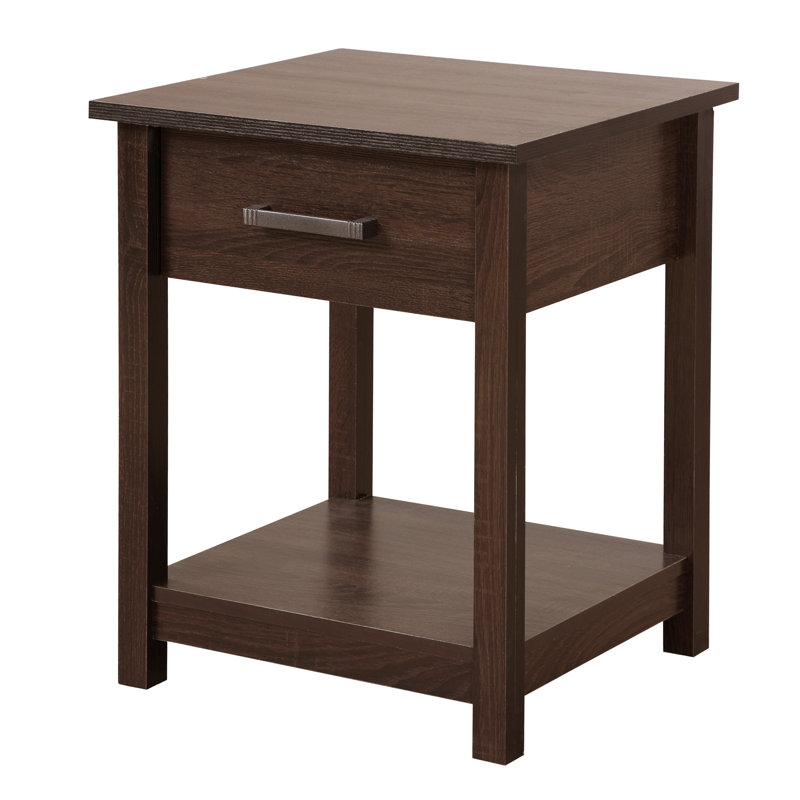 Élégante table de chevet contemporaine en wengé