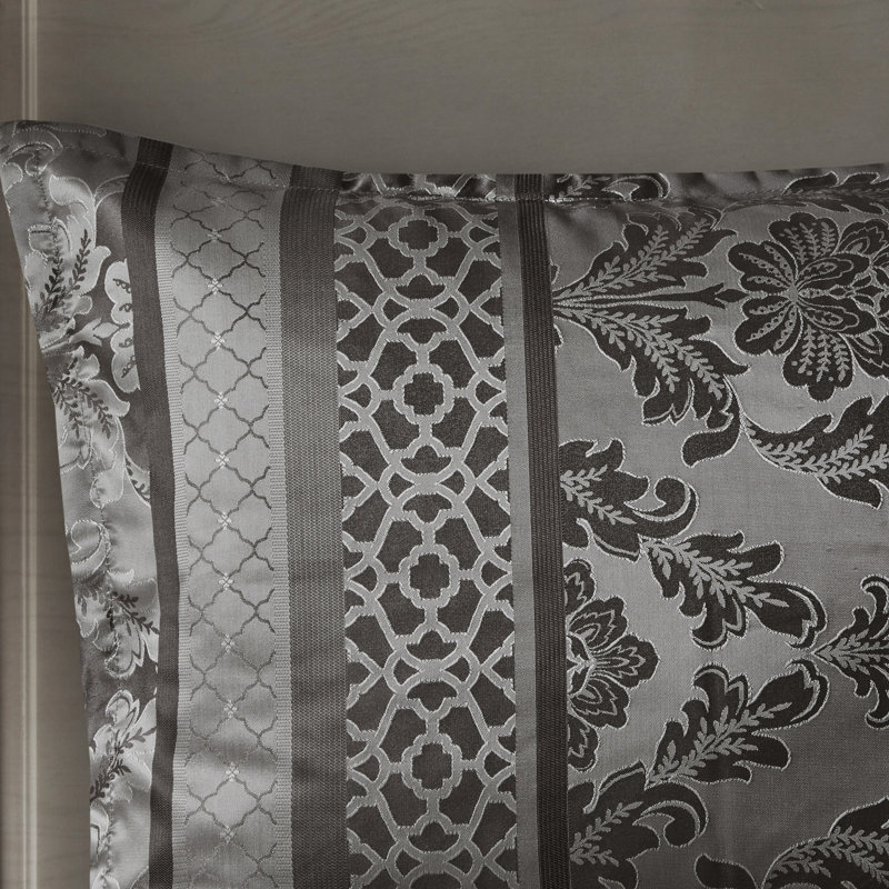 7 Piece Grey Bedding - King Fine Comforter In Luxury