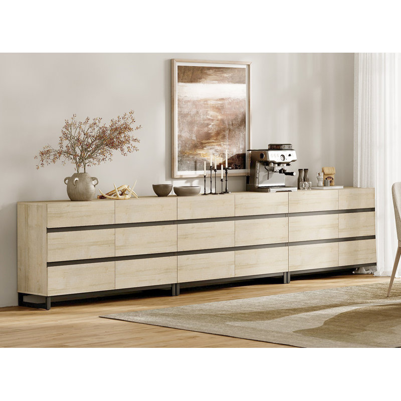 Multifunctional Buffet Sideboards, 3 In 1 Modern Sideboard With 18 Drawers And Metal Base, Storage Cabinet For Kitchen, Coffee Bar Cabinet