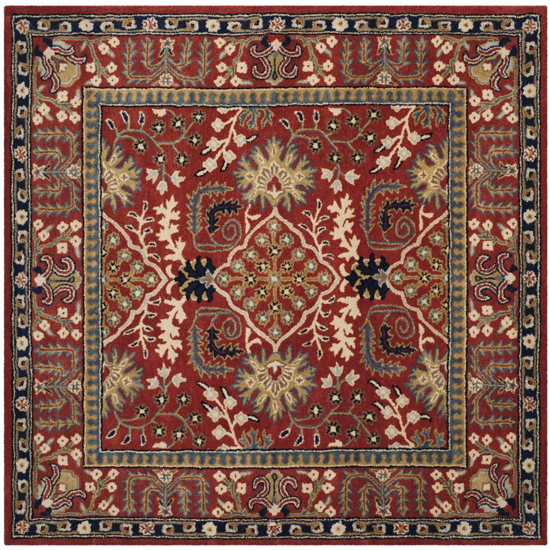 Antiquity Hand-Tufted Red Area Rug, Square 6'