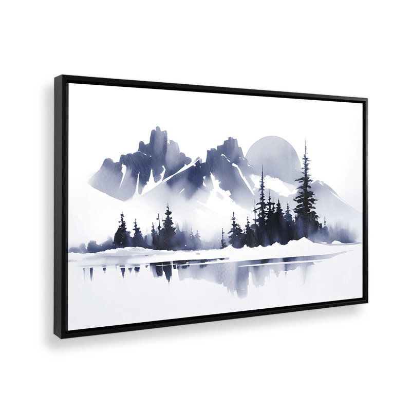 Impression sur toile Moonlit Mountain Majesty , H 12,75 po x l 18,75 po x P 1,75 po, Cadre flottant or poli