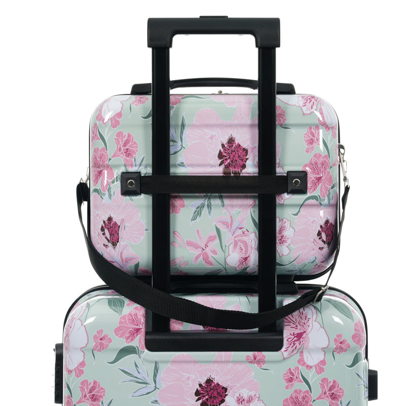 Luggage Sets New Model PC 5pcs, Green & Pink Flower