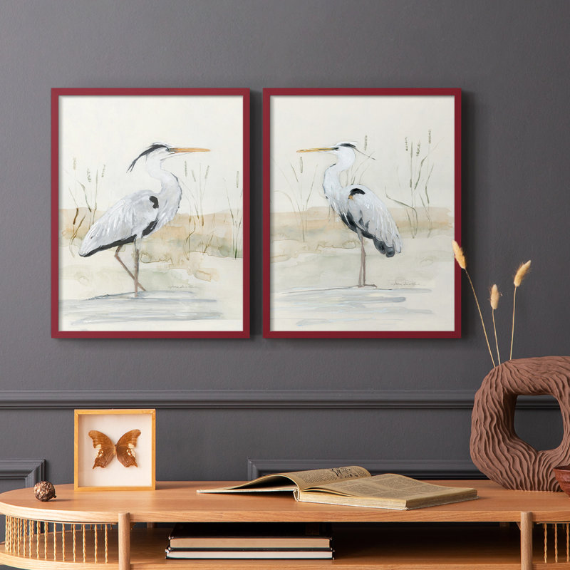 Reproduction encadrée Heron I-Premium - prête à être accrochée - aucun clou requis - aucun clou requis, Rouge