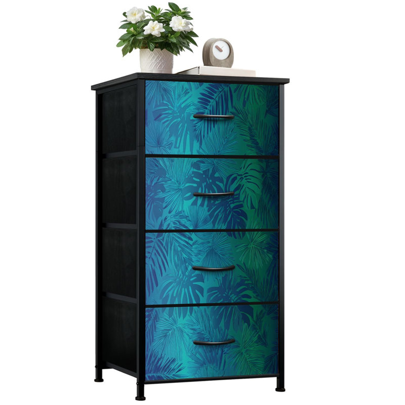 Commode pour chambre à coucher avec 4 tiroirs de rangement Tropical Palm Leaf