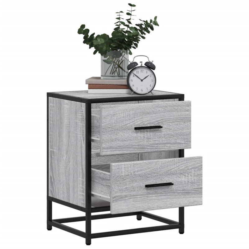 Armoire de chevet vidaXL Bois d'ingénierie, acier, Sonoma gris