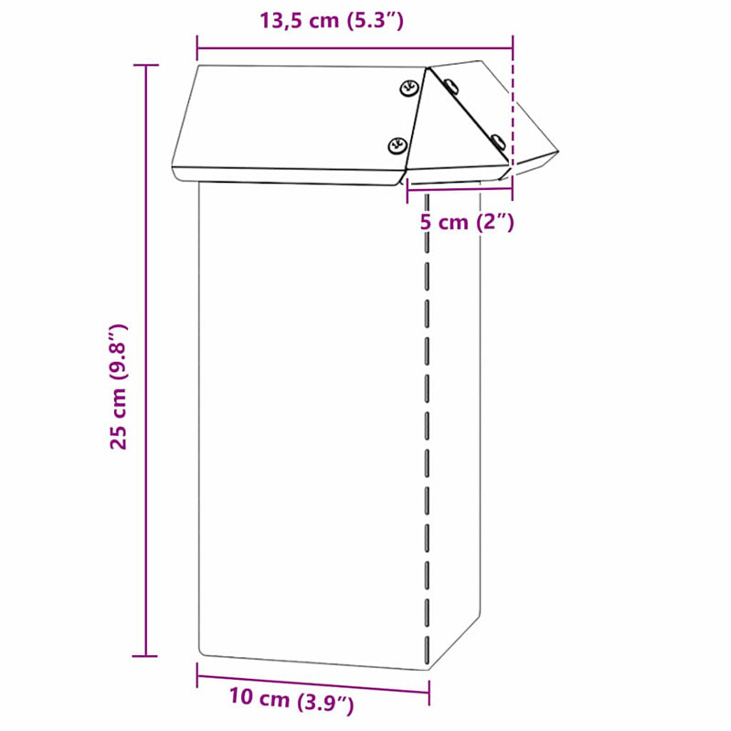 25 cm H x 13.5 cm W