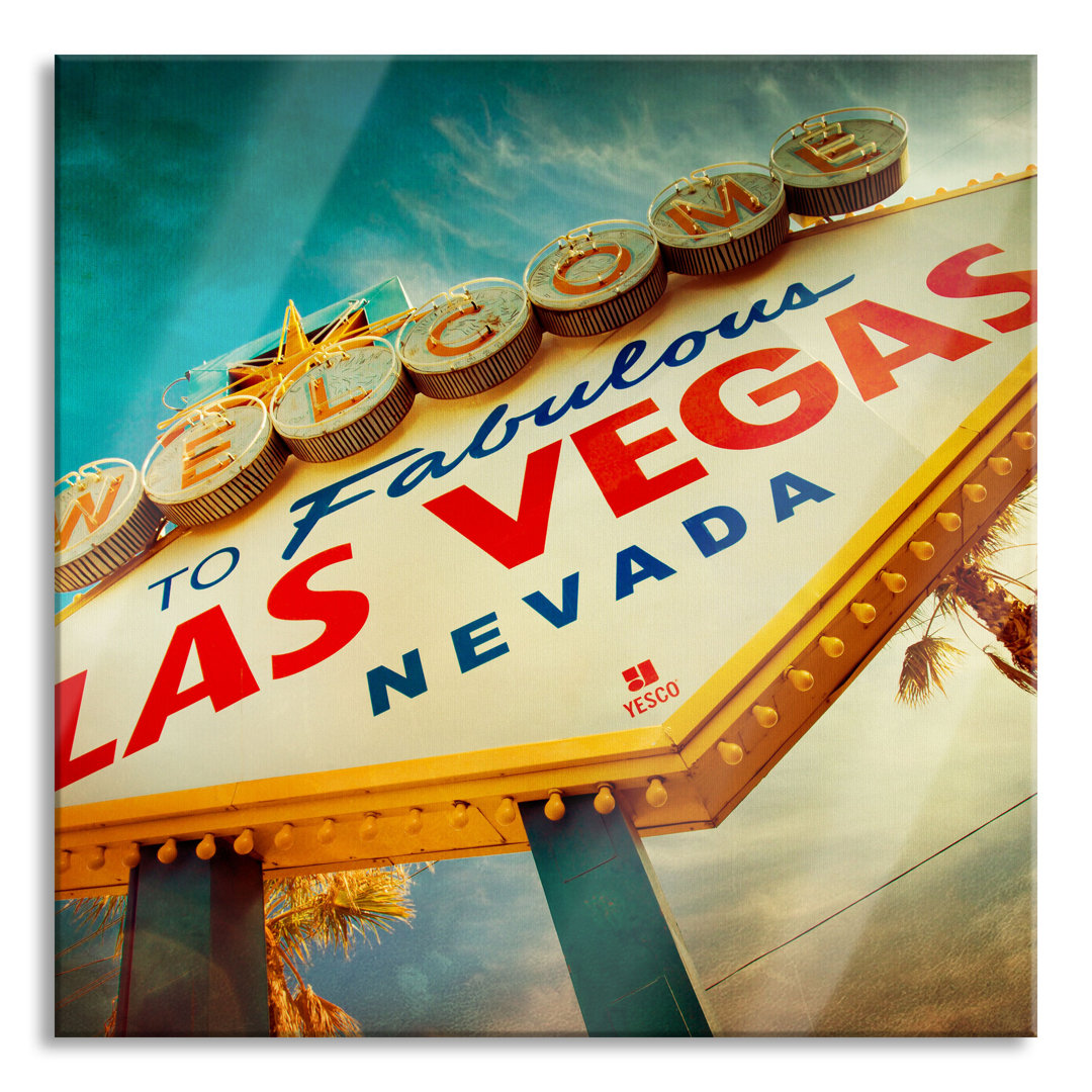 Glasbild Las Vegas, Retro Look