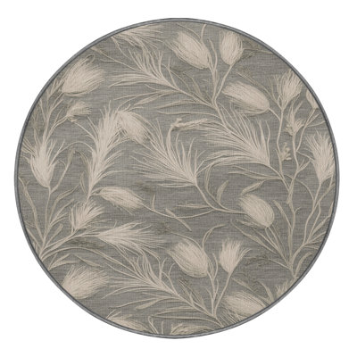 Tapis gris botanique lavable à la machine