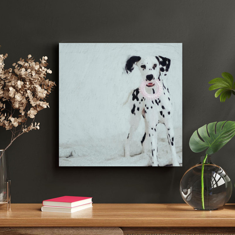 Dalmatian Dog On White Textile - 1 pièce, reproduction d'art graphique sur toile tendue, H 12 po x l 12 po