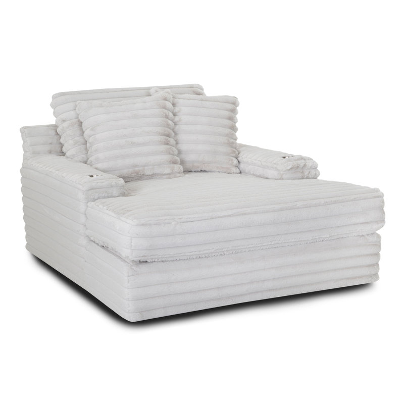 Chaise longue Alhertine avec porte-gobelets, Gris clair