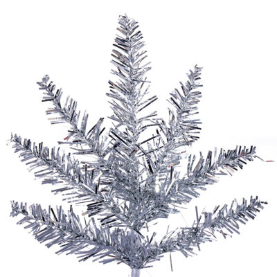 Sapin de Noël artificiel à guirlandes argentées