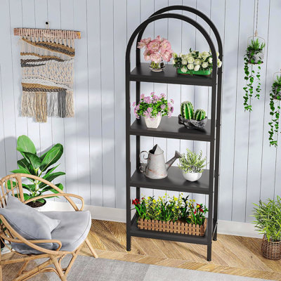 Étagère de rangement ouverte 70,86 "à 4 niveaux de style industriel noir pour bureau, chambre à coucher et cuisine