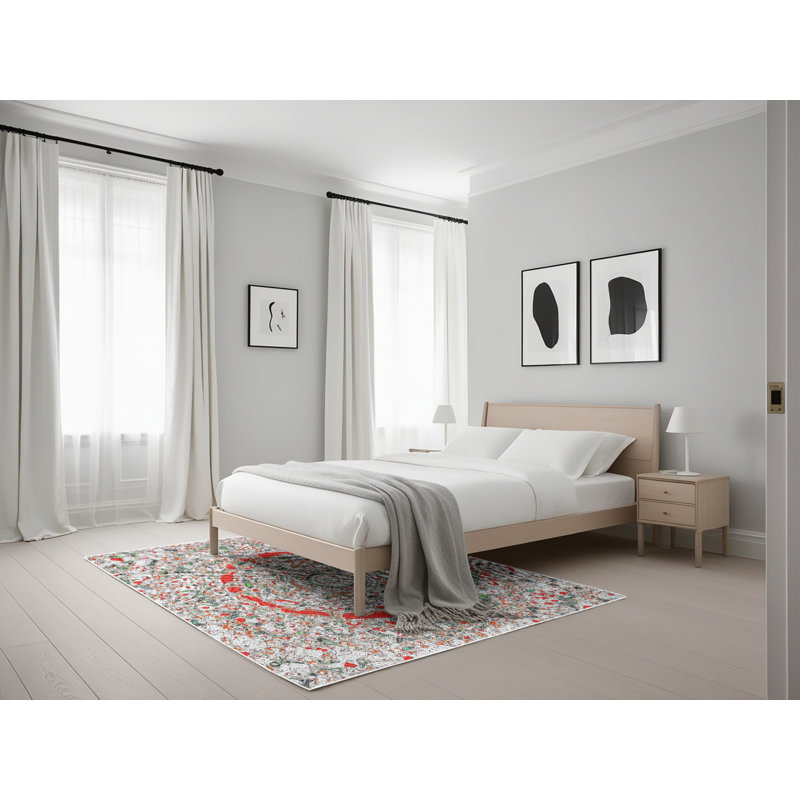 Rouge Tapis décoratif, Rectangle 5 pi x 7 pi