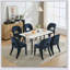 Chaises de salle à manger en chenille bleu foncé avec dossier creux, ensemble de 2 pour cuisines et restaurants modernes-1239627271