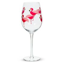 4pc SET Flamingo Acrylic Wine/Cocktail Glasses, Pink Stems, Tropical NWT