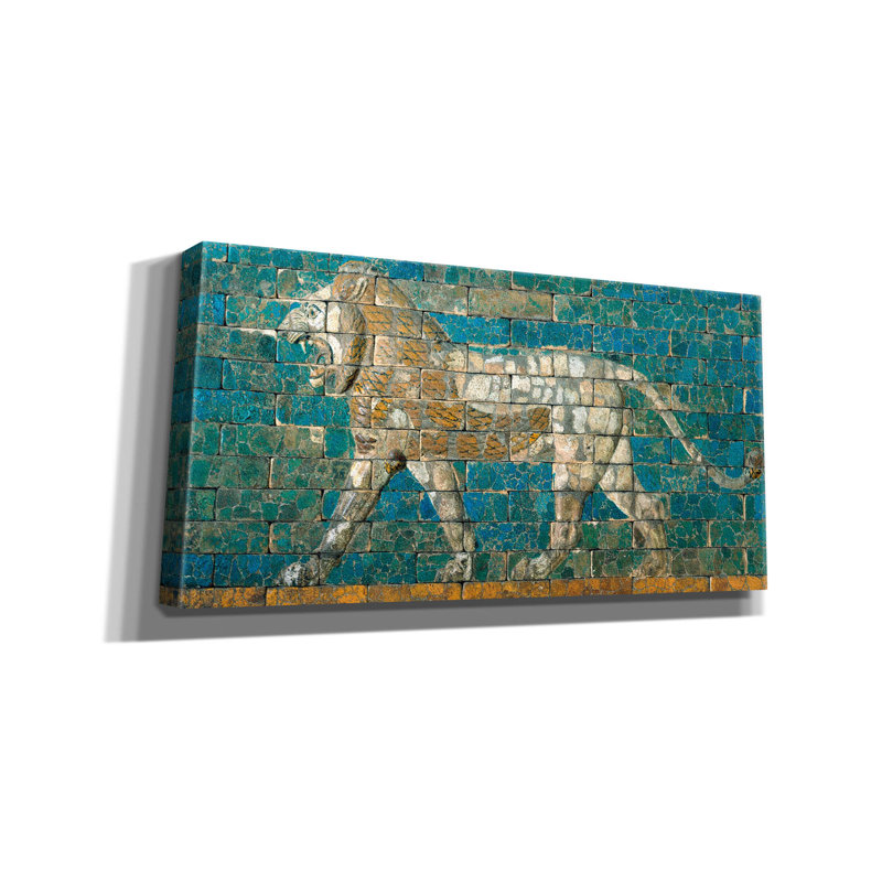 «Panneau avec lion qui marche, Ca 604-562 B C E» par Inconnu, art mural sur toile, H 20 po x l 40 po x P 1,5 po