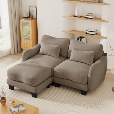 70.8''Modern Chenille Loveseat Sofa with Modular Ottoman