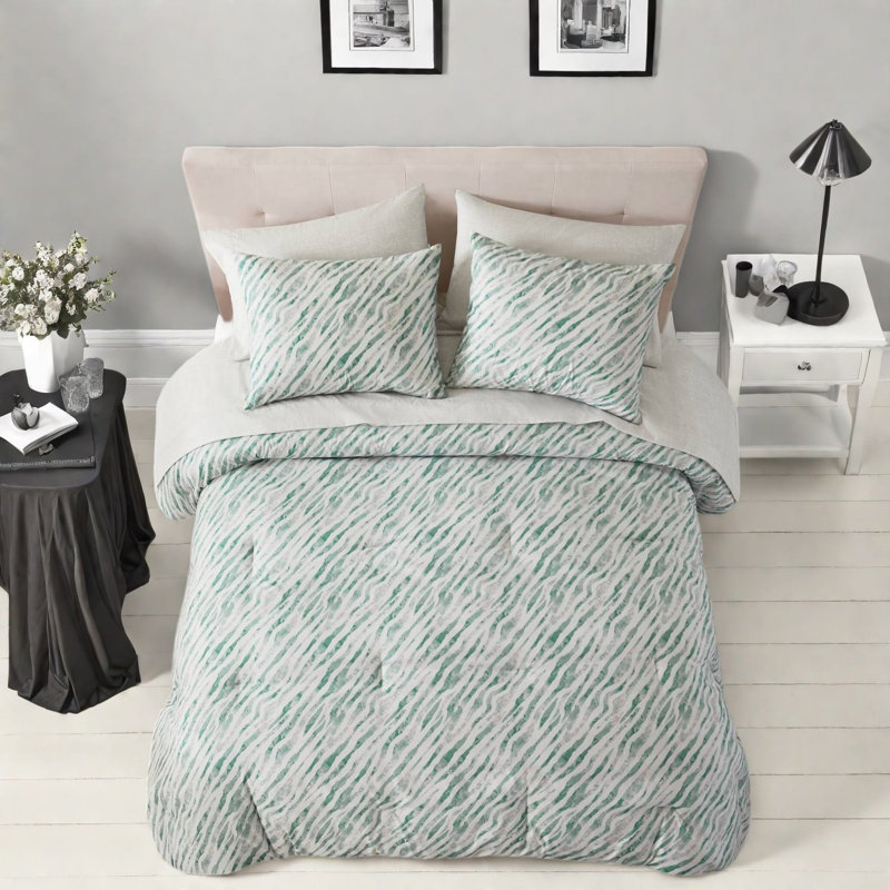 -Piece Twin XL Bedding Sets, Green Polyester Modern Bedroom Set