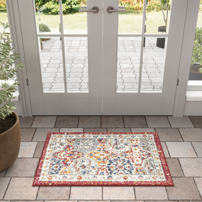 Adriana Transitional Oriental Indoor Area Rug, Multicolor Light Red, Blue, Gold for Living Room, Bedroom, Dining Room