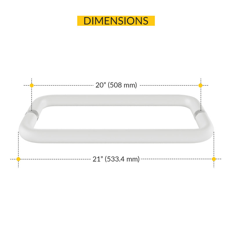 Brixwell TB-20BTB-W Porte-serviette de douche tubulaire standard de centre à centre 20 pouces sans rondelles blanc brillant