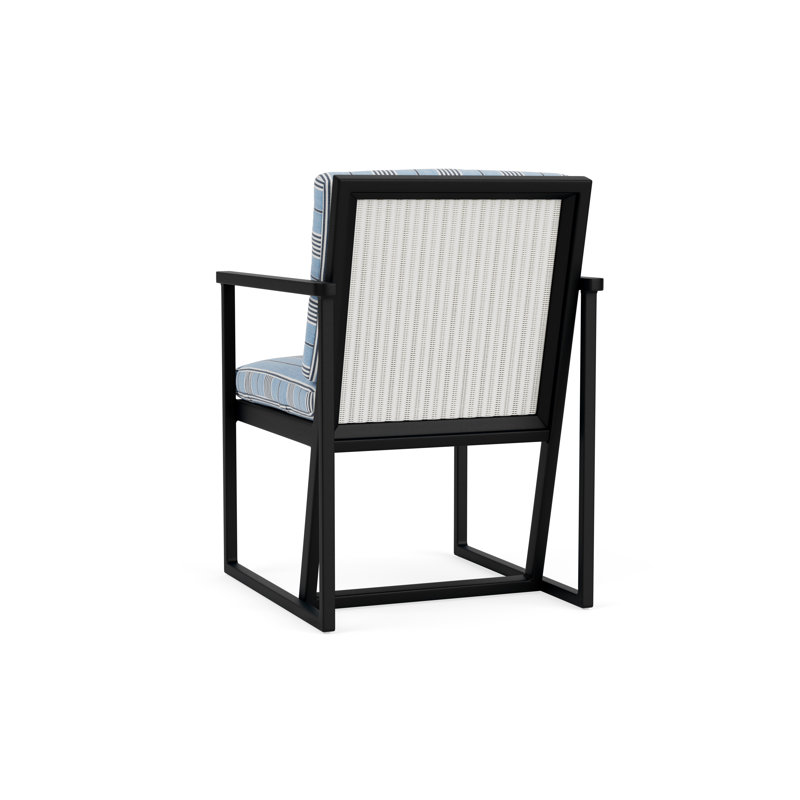 Summit Outdoor Dining Armchair, Matte White, Hansen Sky, Ebony