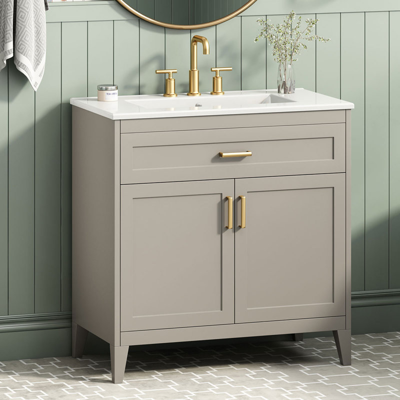 Single Bathroom Vanity with Top, Gray