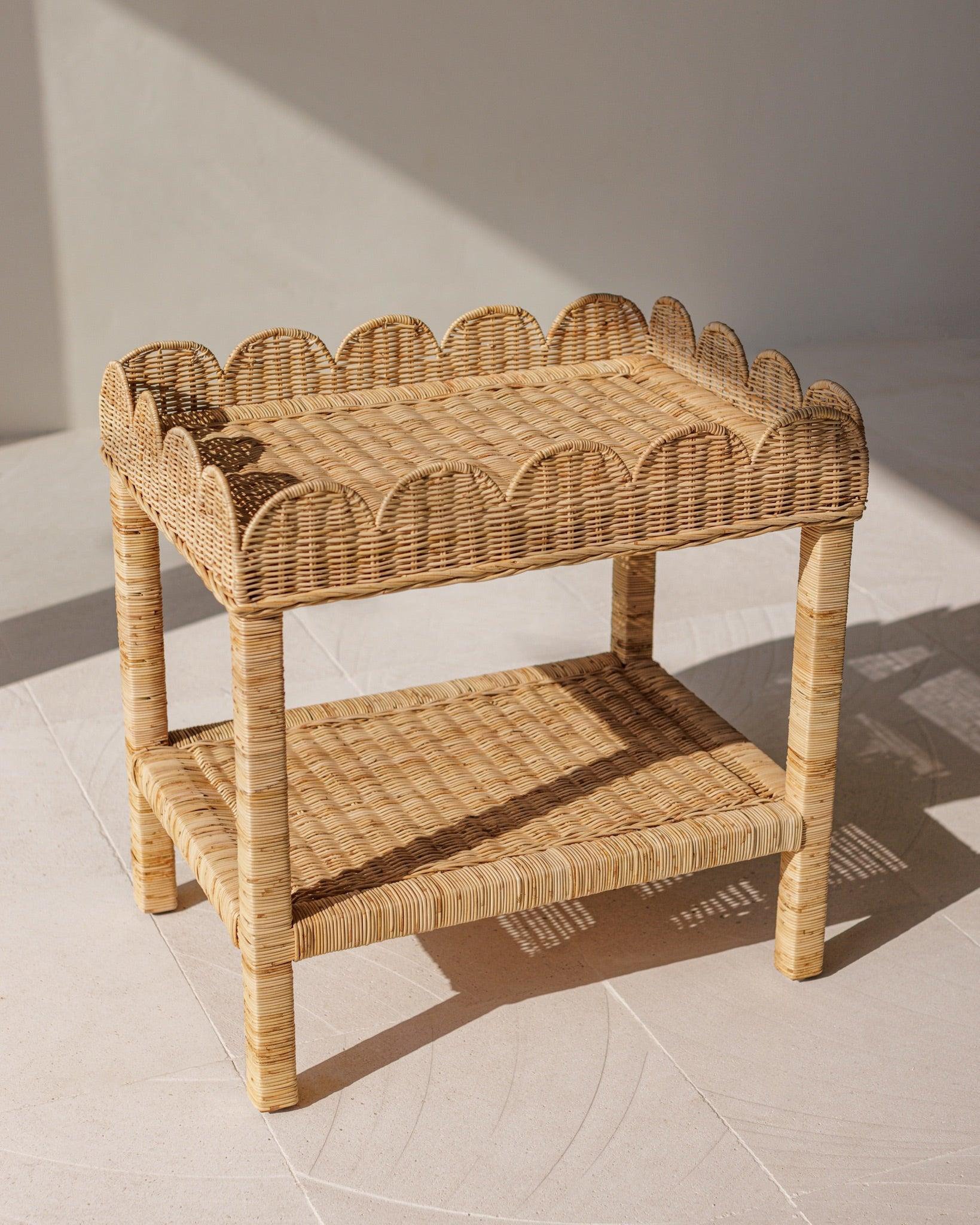 Zaara's Market Scallop Rattan Side Table | Wayfair