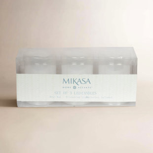 Mikasa Wavy Top LED Unscented Wavy Top Wax LED Candle (Set of 3)