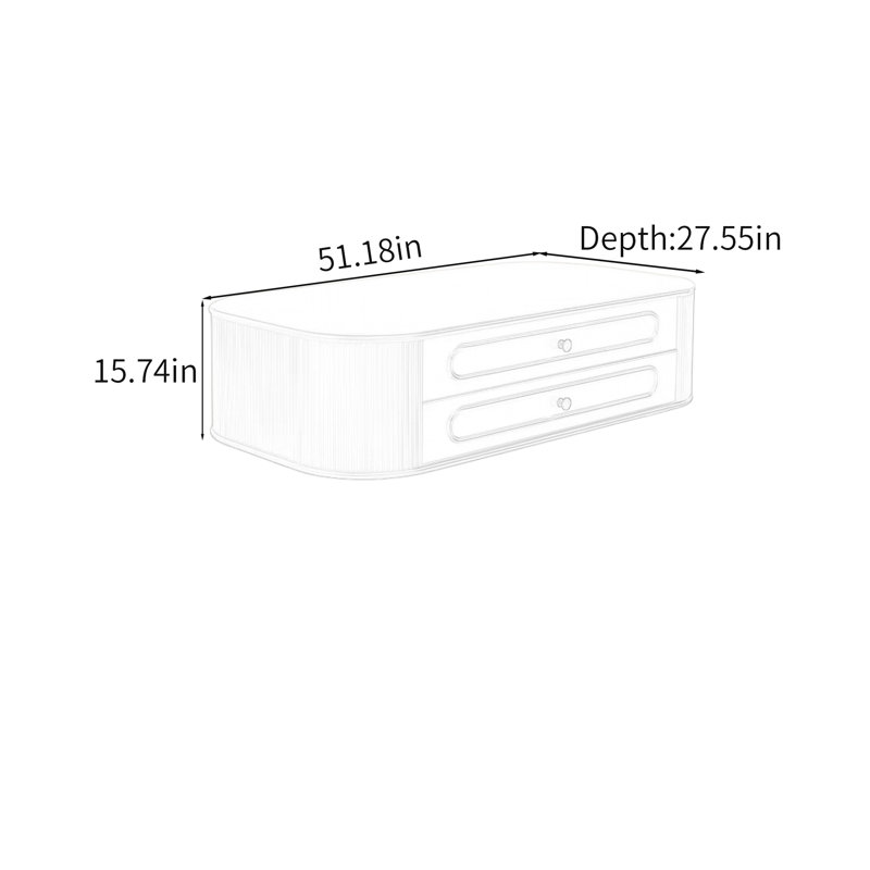 Douvres, H 15,74 po x L 51,18 po x l 27,55 po