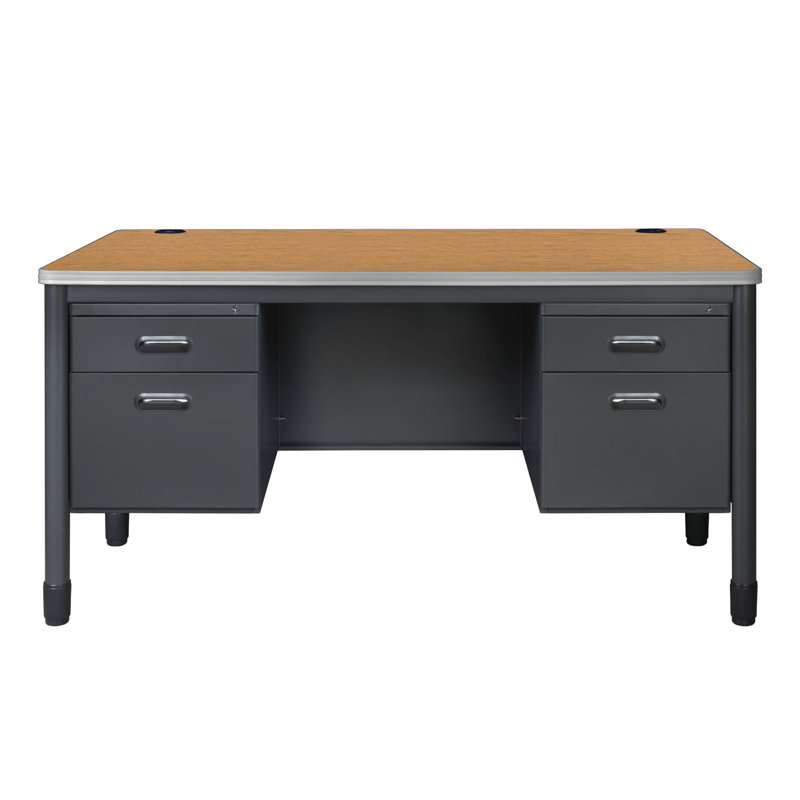 Bureau à double caisson en acier Regency Mesa 60 po x 30 po, Beige/Grey