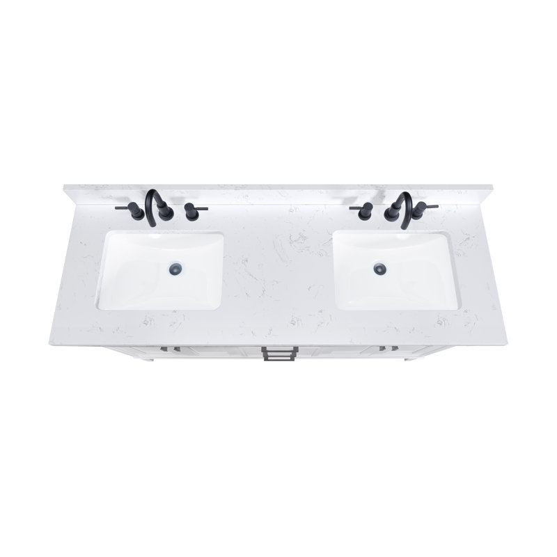 Meuble-lavabo double 60 po Anglet, Blanc, Blanc cala