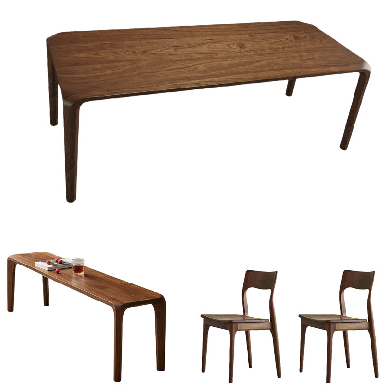 Walnut Rectangular Dining Table Set 31.5 W Dining Set, 29.9" H x 70.9" L x 31.5" W
