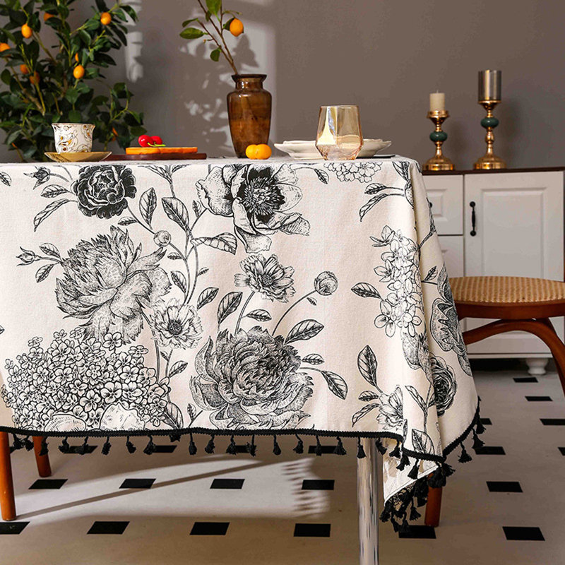 Nappe imprimée à franges résistante à l'huile, 83" L