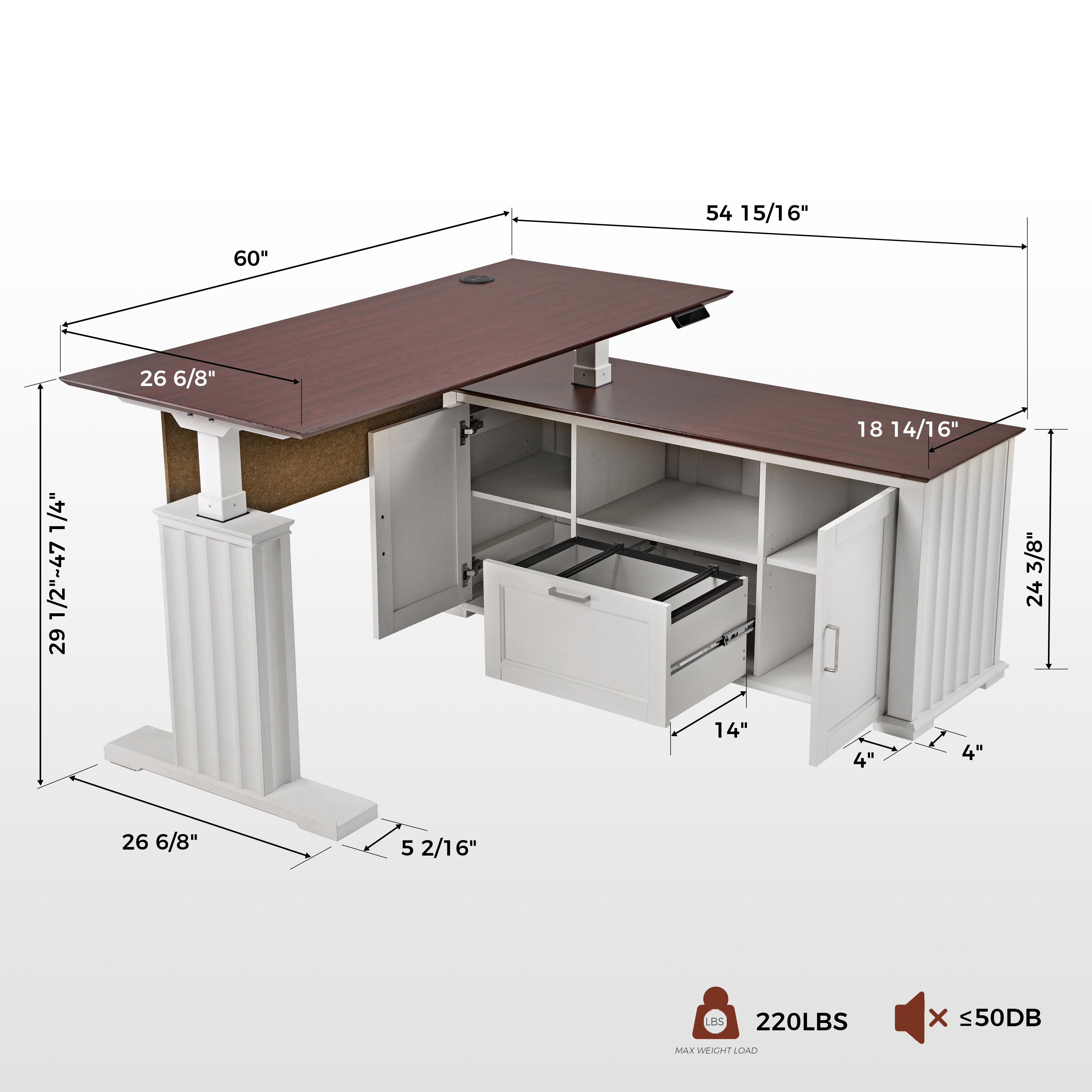 Ashantey Height Adjustable L-Shaped Standing Executive Desk